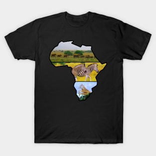 African Wildlife Continent Collage T-Shirt